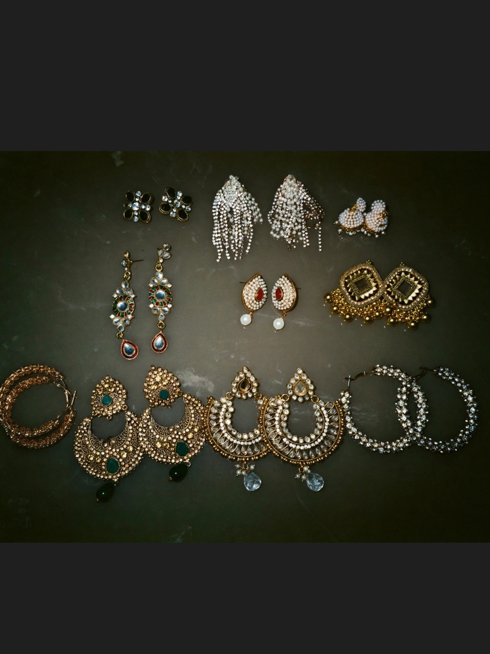 Large Bundle of 10 Pakistani & Indian Kundan/Pearl Earrings